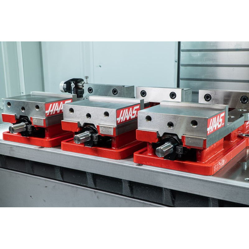 Pack of 3, 150mm (6") Single-Station Fixed-Jaw Vise, 230mm (9") Opening, Flange Style, Haas Workholding by Kurt