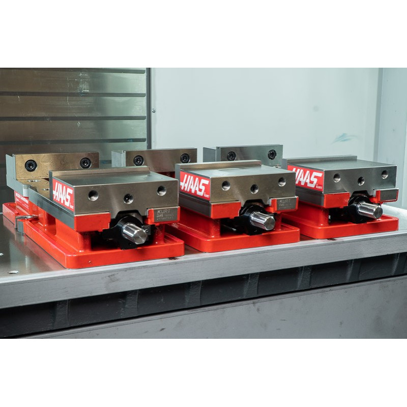 Pack of 3, 150mm (6") Single-Station Fixed-Jaw Vise, 230mm (9") Opening, Flange Style, Haas Workholding by Kurt