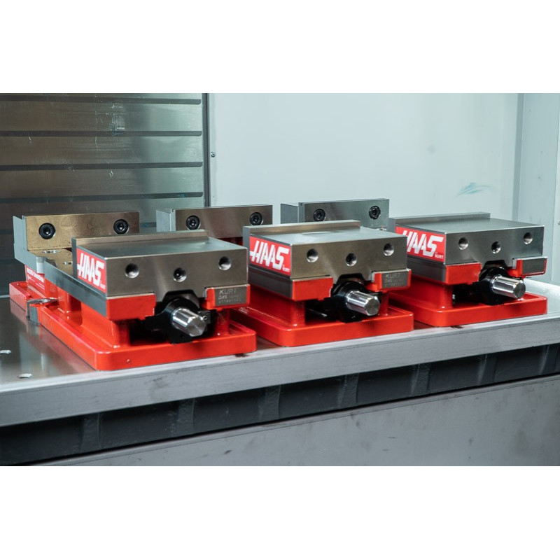 Pack of 3, 150mm (6") Single-Station Fixed-Jaw Vise, 230mm (9") Opening, Flange Style, Haas Workholding by Kurt