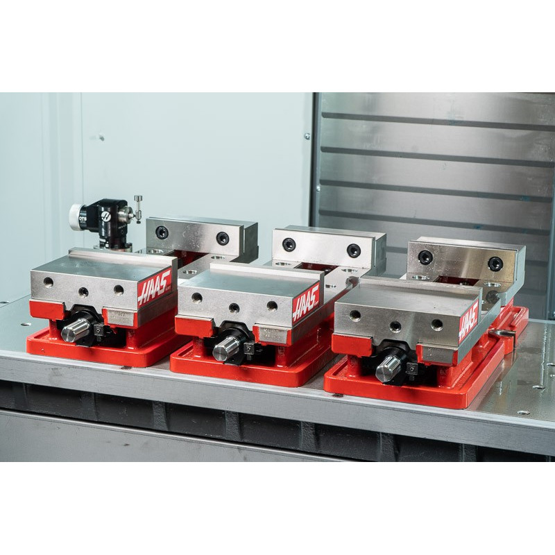 Pack of 3, 150mm (6") Single-Station Fixed-Jaw Vise, 230mm (9") Opening, Flange Style, Haas Workholding by Kurt