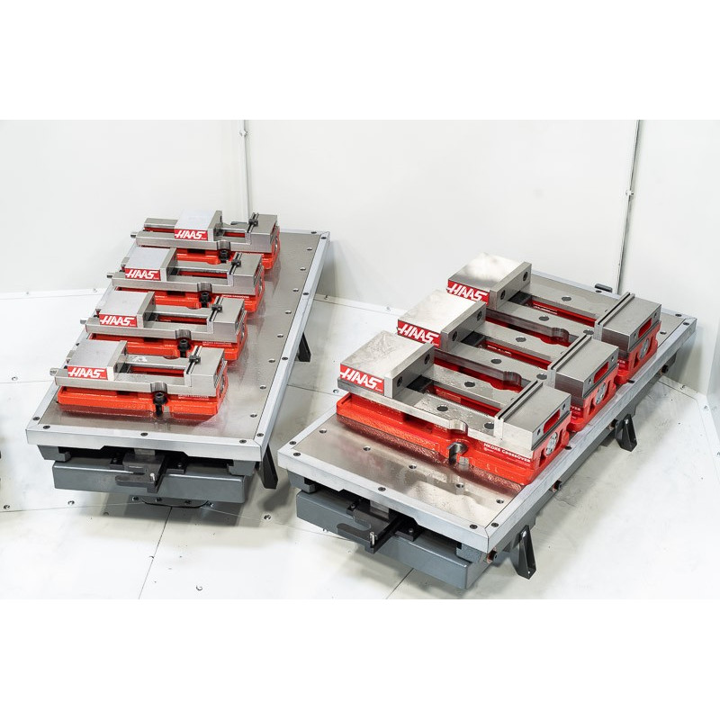 Pack of 3, 150mm (6") Single-Station Fixed-Jaw Vise, 230mm (9") Opening, Flange Style, Haas Workholding by Kurt