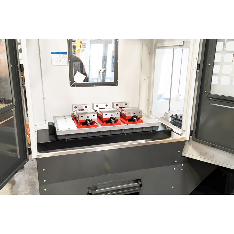 Pack of 3, 150mm (6") Single-Station Fixed-Jaw Vise, 230mm (9") Opening, Flange Style, Haas Workholding by Kurt