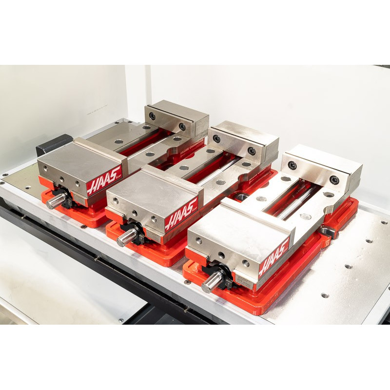 Pack of 3, 150mm (6") Single-Station Fixed-Jaw Vise, 230mm (9") Opening, Flange Style, Haas Workholding by Kurt