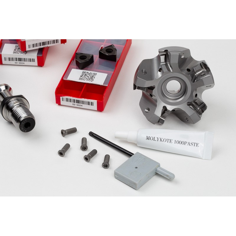 HS6NP, 63mm Diameter Complete Shell Mill Kit, BT40 Holder, 40mm Gage Length, Grade HMP35, TSC