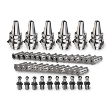 6-Piece, BT40 Hydraulic Milling Chuck and Collet Kit, TSC