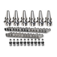 6-Piece, SK40 Hydraulic Milling Chuck and Collet Kit, TSC