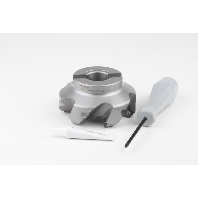HSPP, 80mm Ø Shell Mill, 27mm Pilot Bore x 45° Lead Angle, 6 Flute, Positive/Positive Geometry