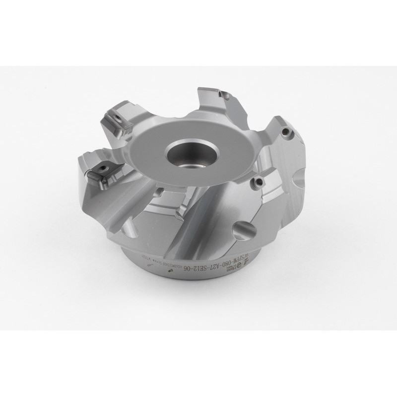 HSPP, 80mm Ø Shell Mill, 27mm Pilot Bore x 45° Lead Angle, 6 Flute, Positive/Positive Geometry