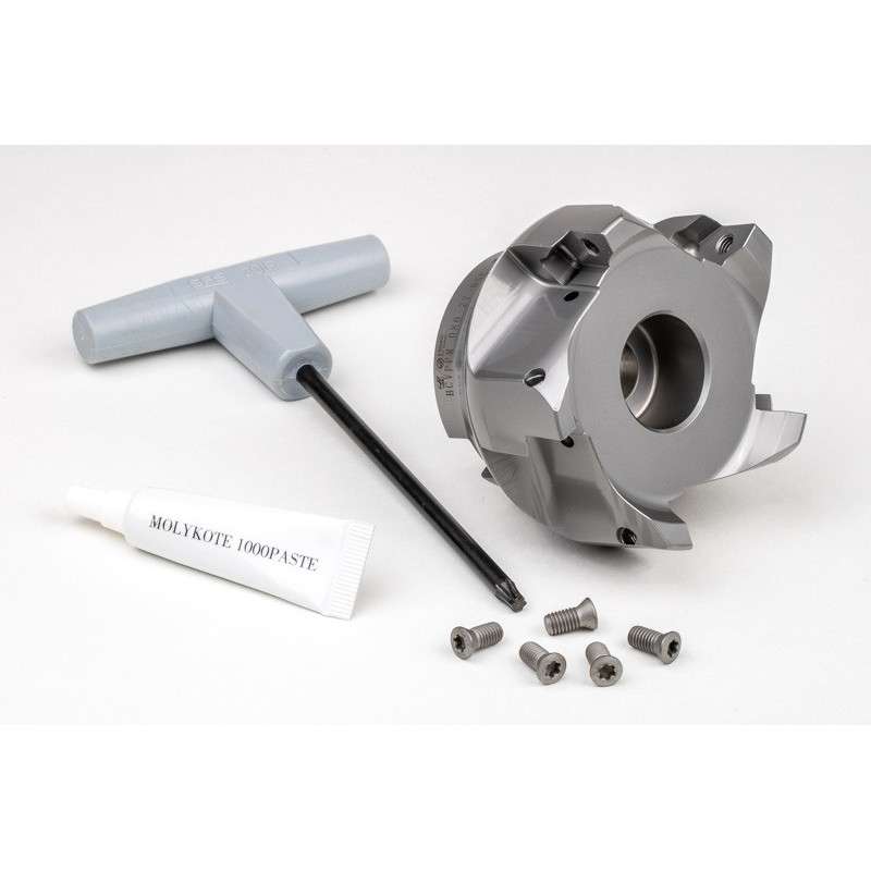 HVPP, 80mm Ø Shell Mill, 27mm Pilot Bore x 90° Lead Angle, 5 Flute, Positive/Positive Geometry, TSC