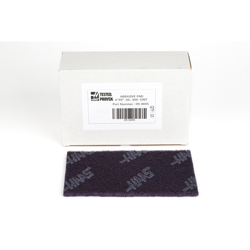 Haas Abrasive Pad, 6" Width x 9" Length, Silicon Carbide, 600 Grit, Fine-Grade - Pack of 10