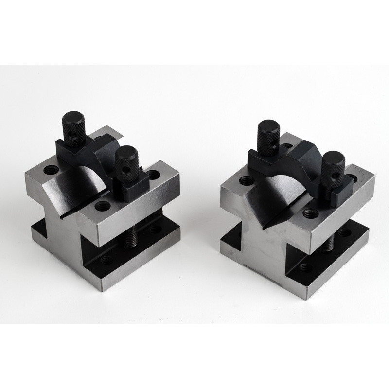 Комплект V-подібного блоку та затискача із загартованої сталі, 60x60x50 мм, кут V 90°, затискна здатність 32 мм Ø