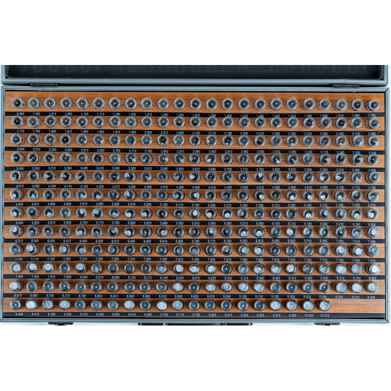 Набір із 273 метричних калібрів-штифтів, клас міцності 1, 0,99–10,01 мм, ± 0,001 мм