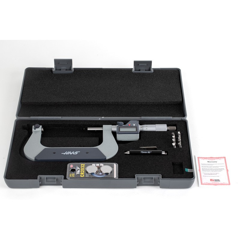 75-100mm (3-4") Digital Screw Thread Micrometer, Non-Rotating Spindle, 0.001mm (0.00005") Resolution, 0.01mm Graduation