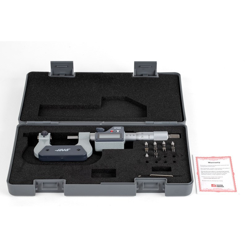 0-25mm (0-1") Digital Screw Thread Micrometer, Rotating Spindle, 0.001mm (0.00005") Resolution, 0.01mm Graduation