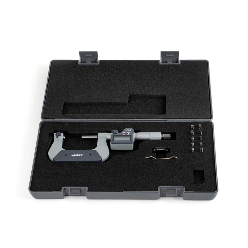 25-50mm (1-2") Digital Screw Thread Micrometer, Rotating Spindle, 0.001mm (0.00005") Resolution, 0.01mm Graduation
