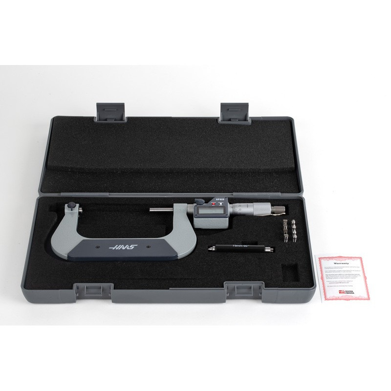 75-100mm (3-4") Digital Screw Thread Micrometer, Rotating Spindle 0.001mm (0.00005") Resolution, 0.01mm Graduation