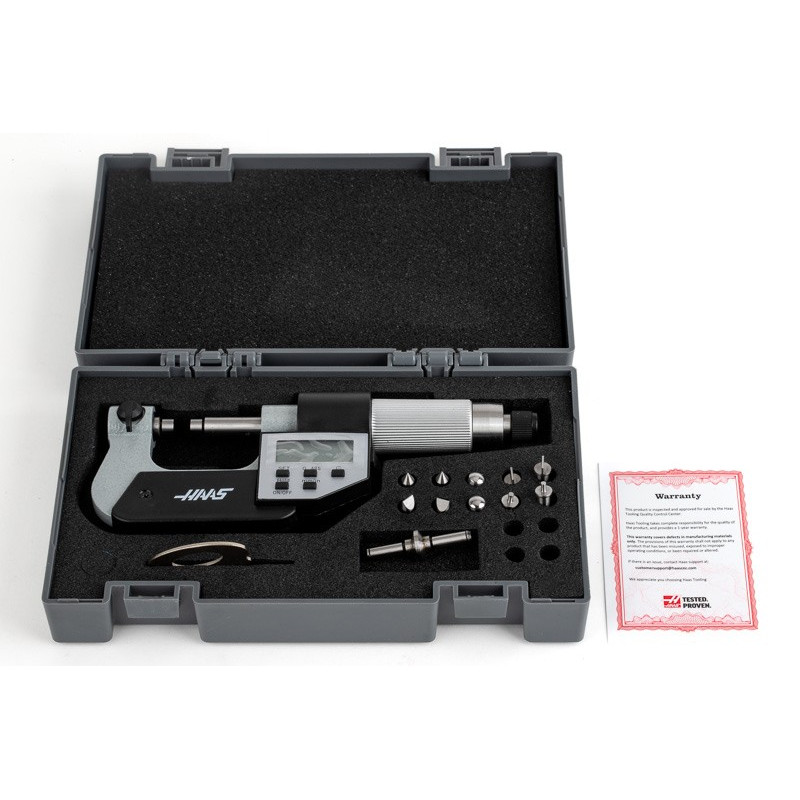 0-1" (0-25mm) Universal Digital Micrometer, 7-Piece Anvil Set, 0.00005" (0.001mm) Resolution