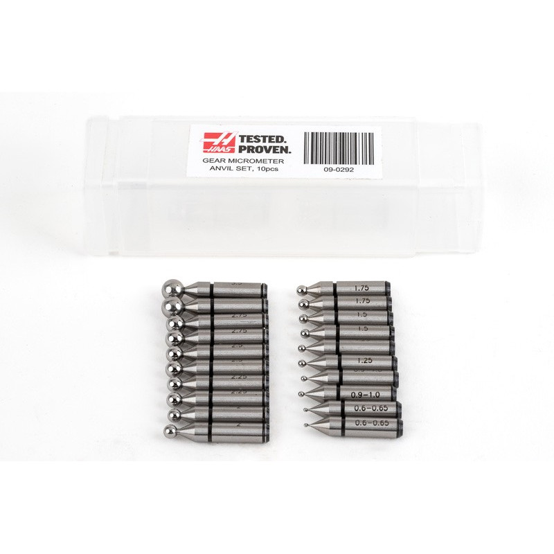 10-Piece, Gear Tooth Micrometer Anvil Set