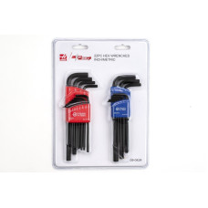 Набір із 22 предметів, комбінованих шестигранних ключів з довгим важелем, L-подібний, 0,05" - 3/8" та 1,5 мм - 10 мм