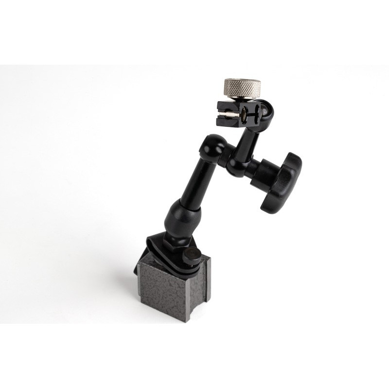 Magnetic Indicator Stand, Articulating Arm, 160mm Overall Length, Fine Adjust Base, Fits: 6mm, 8mm, 3/8", Dovetail