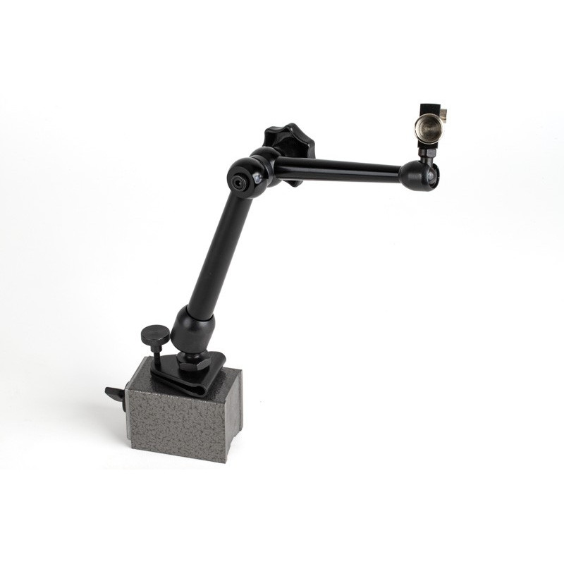 Magnetic Indicator Stand, Articulating Arm, 356mm Overall Length, Fine Adjust Base, Fits: 6mm, 8mm, 3/8", Dovetail