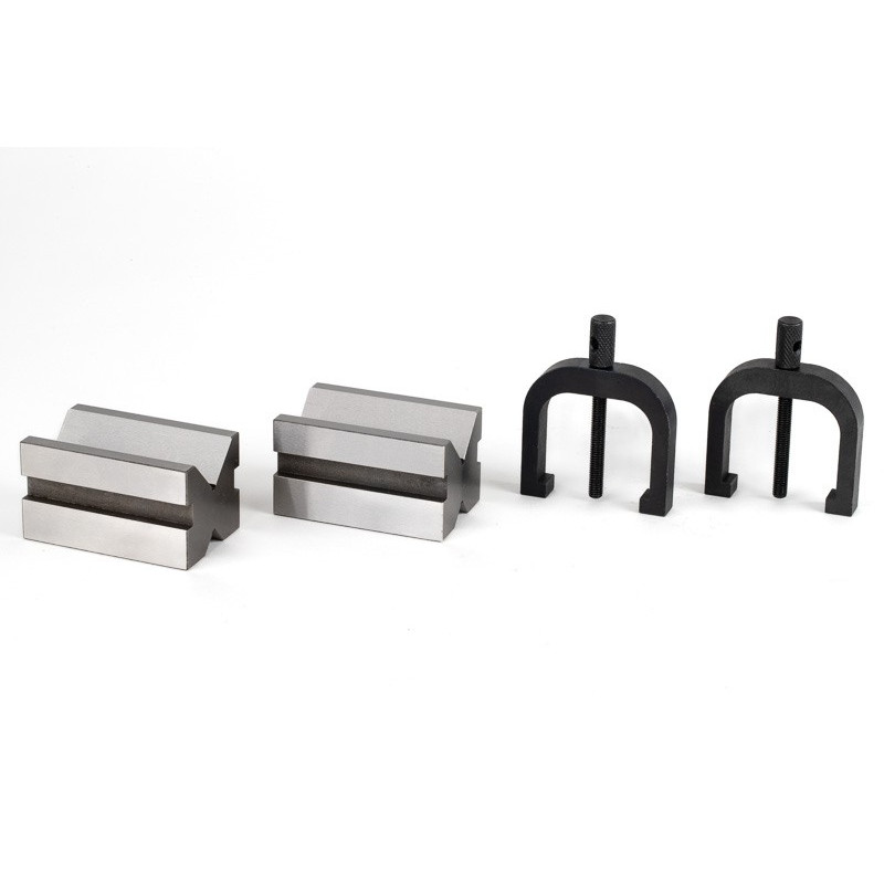 Комплект V-подібного блоку та затискача із загартованої сталі, 70x44x40 мм, кут V 90°, діапазон затискання Ø 6-32 мм