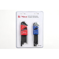 Набір із 22 комбінованих шестигранних ключів з кульковим кінцем, L-подібний, 0,05" - 3/8" та 1,5 мм - 10 мм