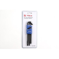 Набір із 9 шестигранних ключів з кульковим кінцем, L-подібний, 1,5 мм - 10 мм