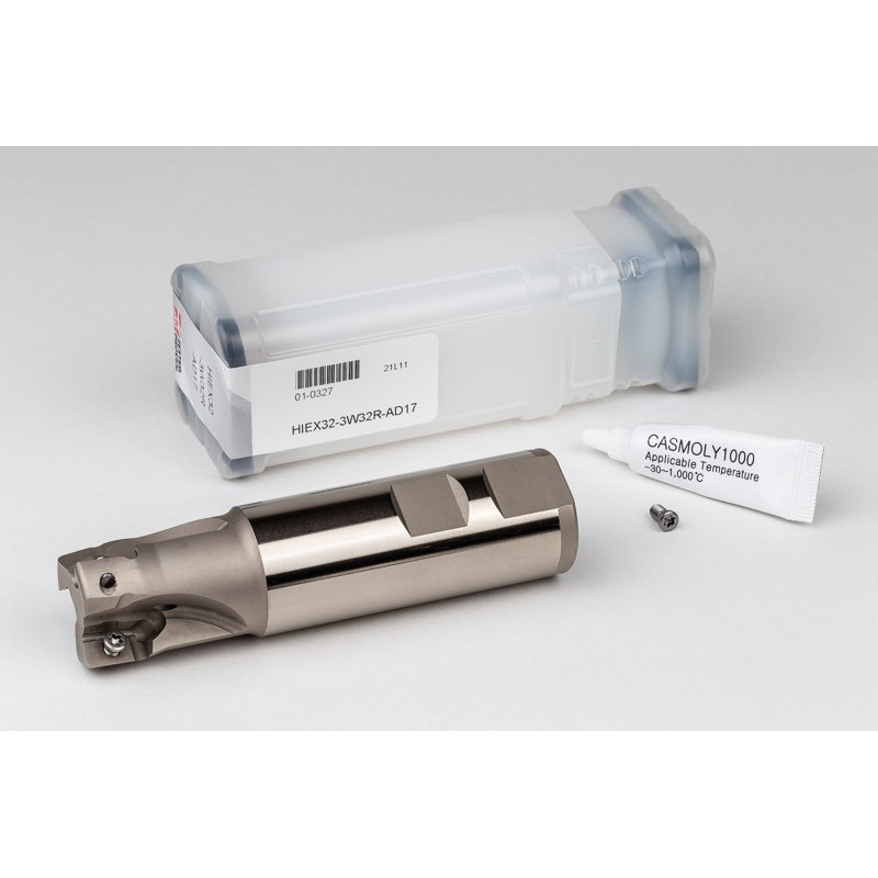 HIEX, 32mm Ø Indexable End Mill, 32mm Shank x 90° Lead Angle x 125mm Overall Length, 3 Flute, TSC