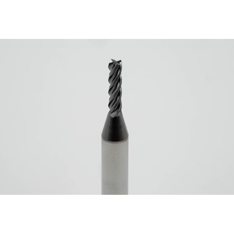 3mm Dia. Carbide End Mill, 4 Flute, Hyb. AlCrN Coated, 6mm Smooth Shank x 11mm LOC, 0.1mm Chamfer, HTPM