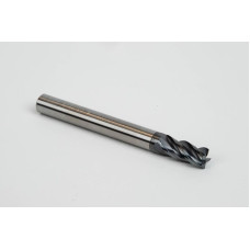 6mm Dia. Carbide End Mill, 4 Flute, Hyb. AlCrN Coated, 6mm Smooth Shank x 13mm LOC, 0.2mm Chamfer, HTPM