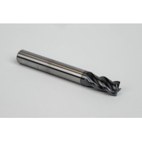 8mm Dia. Carbide End Mill, 4 Flute, Hyb. AlCrN Coated, 8mm Smooth Shank x 16mm LOC, 0.2mm Chamfer, HTPM