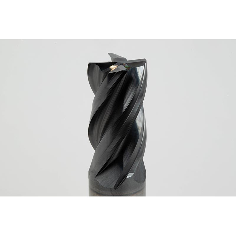 25mm Dia. Carbide End Mill, 4 Flute, Hyb. AlCrN Coated, 25mm Weldon Shank x 45mm LOC, 0.5mm Chamfer, HTPM