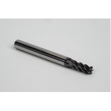 5mm Dia. Carbide End Mill, 5 Flute, AlTiN Coated, 6mm Smooth Shank x 13mm LOC, 0.15mm Chamfer, HTM