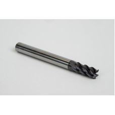 6mm Dia. Carbide End Mill, 5 Flute, AlTiN Coated, 6mm Smooth Shank x 13mm LOC, 0.2mm Chamfer, HTM