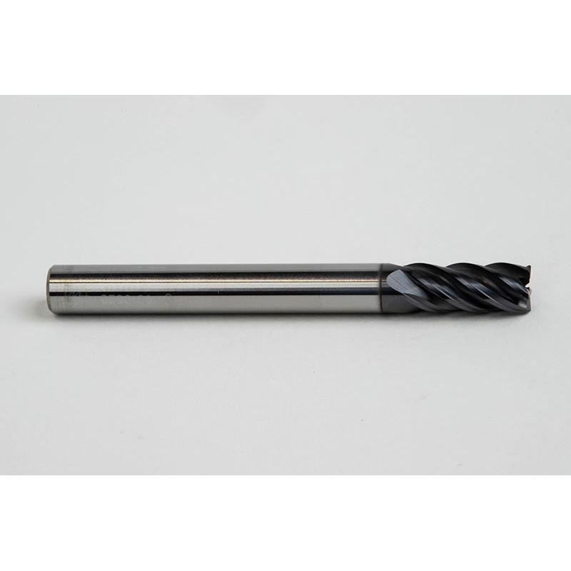 6mm Dia. Carbide End Mill, 5 Flute, AlTiN Coated, 6mm Smooth Shank x 13mm LOC, 0.2mm Chamfer, HTM