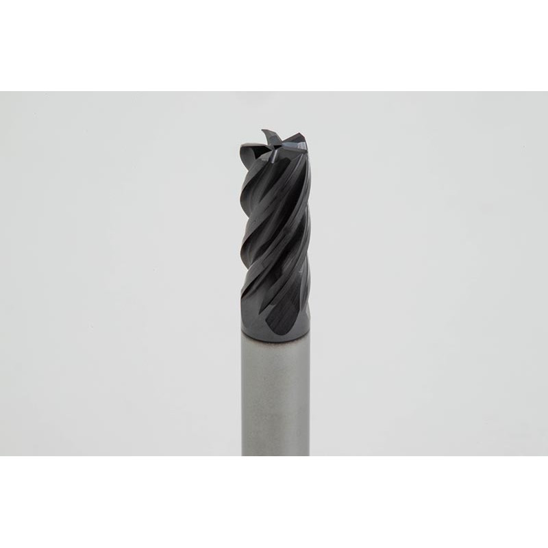 6mm Dia. Carbide End Mill, 5 Flute, AlTiN Coated, 6mm Smooth Shank x 13mm LOC, 0.2mm Chamfer, HTM