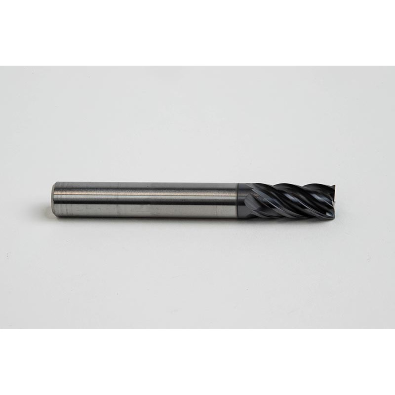 8mm Dia. Carbide End Mill, 5 Flute, AlTiN Coated, 8mm Smooth Shank x 16mm LOC, 0.2mm Chamfer, HTM