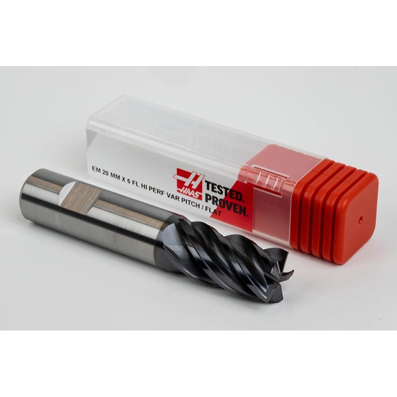 Твердосплавна кінцева фреза діаметром 20 мм, 5-зуба, покриття AlTiN, хвостовик Weldon 20 мм x 38 мм LOC, фаска 0,5 мм, високотемпературна обробка (HTM)