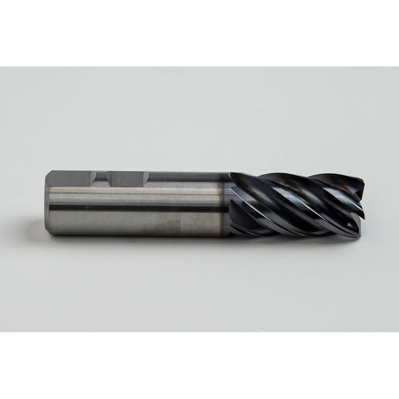 25mm Dia. Carbide End Mill, 5 Flute, AlTiN Coated, 25mm Weldon Shank x 45mm LOC, 0.5mm Chamfer, HTM