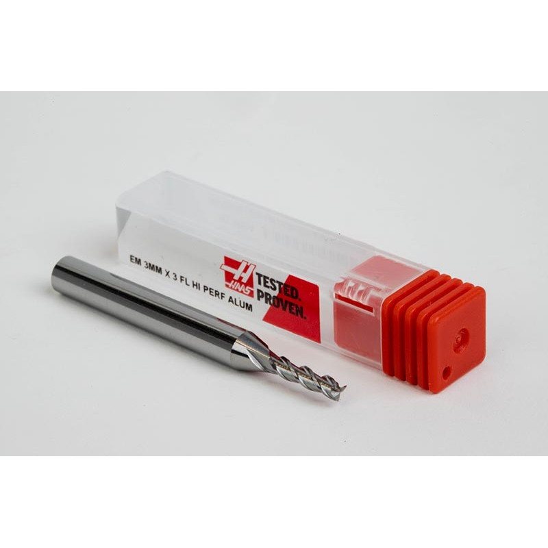 3mm Dia. Carbide End Mill, 3 Flute, Uncoated, 6mm Smooth Shank x 11mm LOC, Square Profile, HSAM2