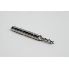 4mm Dia. Carbide End Mill, 3 Flute, Uncoated, 6mm Smooth Shank x 12mm LOC, Square Profile, HSAM2