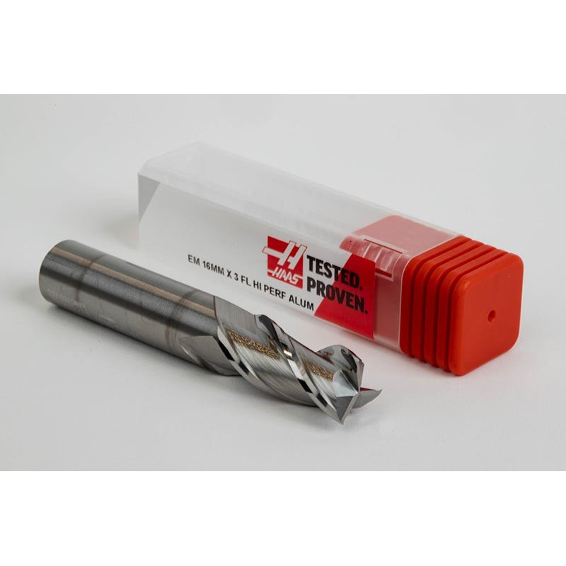 Твердосплавна кінцева фреза діаметром 16 мм, 3-зуба, без покриття, гладкий хвостовик 16 мм x 32 мм LOC, квадратний профіль, HSAM2
