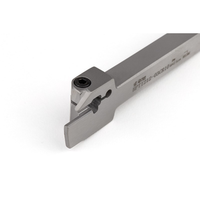 HPT1212-03CR10, 12mm Square Steel Shank External (OD) Grooving Tool, Right-Hand, Insert Size 3