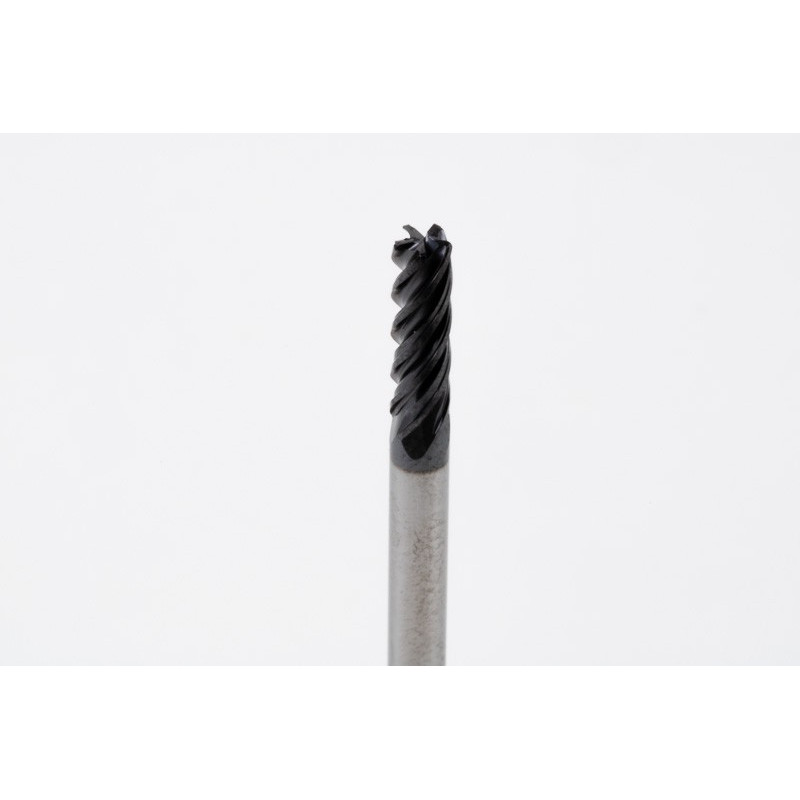 3mm Dia. Carbide End Mill, 5 Flute, AlTiN Coated, 3mm Smooth Shank x 9mm LOC, 0.3mm Radius, HTM