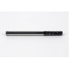 4mm Dia. Carbide End Mill, 5 Flute, AlTiN Coated, 4mm Smooth Shank x 12mm LOC, 0.3mm Radius, HTM