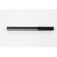 4mm Dia. Carbide End Mill, 5 Flute, AlTiN Coated, 4mm Smooth Shank x 12mm LOC, 0.5mm Radius, HTM