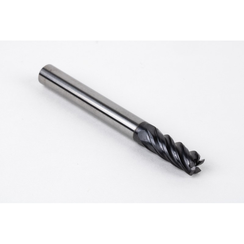 6mm Dia. Carbide End Mill, 5 Flute, AlTiN Coated, 6mm Smooth Shank x 15mm LOC, 0.5mm Radius, HTM