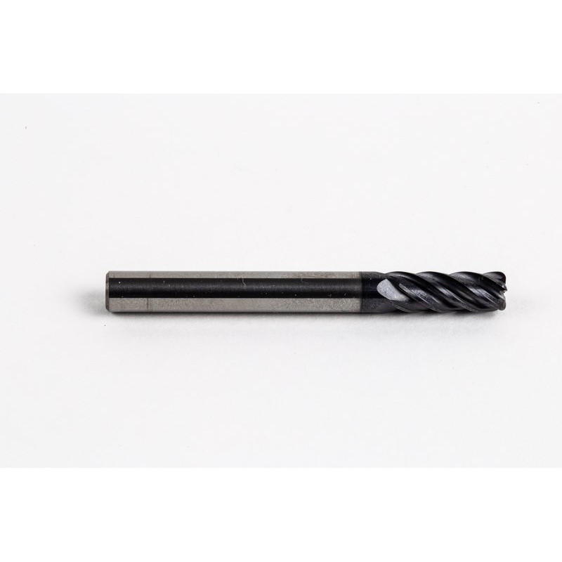 6mm Dia. Carbide End Mill, 5 Flute, AlTiN Coated, 6mm Smooth Shank x 15mm LOC, 1mm Radius, HTM