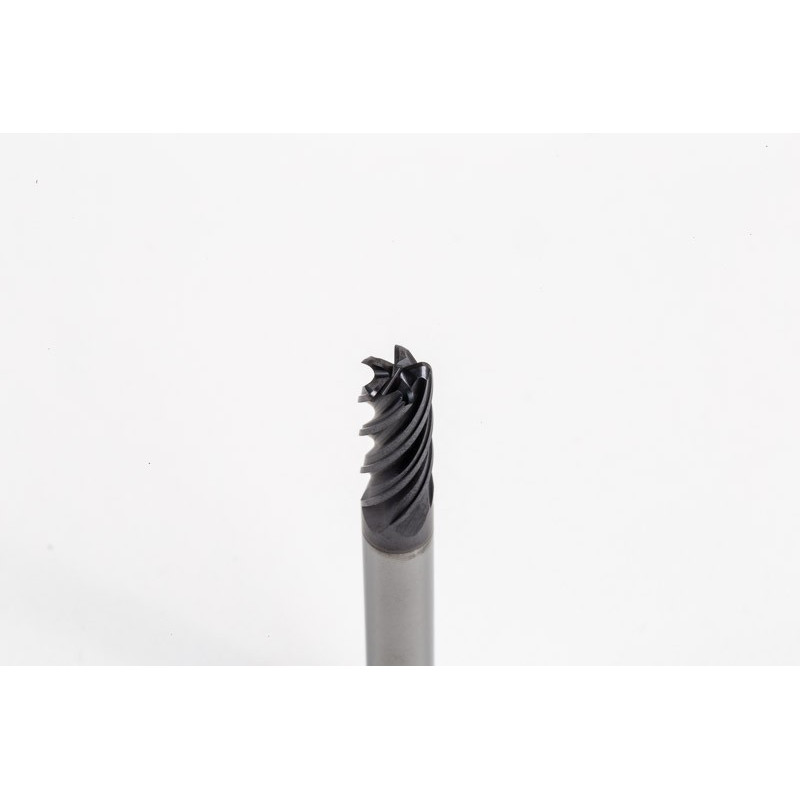 6mm Dia. Carbide End Mill, 5 Flute, AlTiN Coated, 6mm Smooth Shank x 15mm LOC, 1mm Radius, HTM